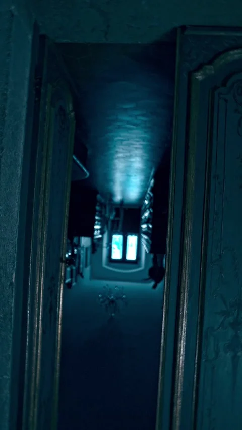 HD Vertical Shot of Horror Character in a Gothic House Video stock 321405529