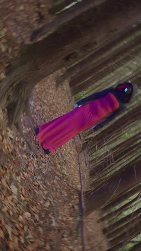 HD Vertical Shots of Cyber Dark Character in Woods Video stock 321405014