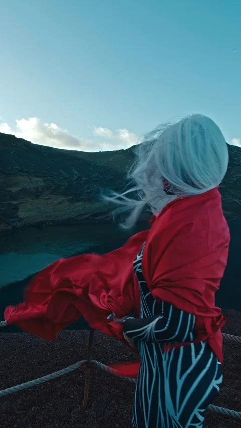 HD Vertical Shots of Cyber Queen Posing Majestic Stock Footage 321404478