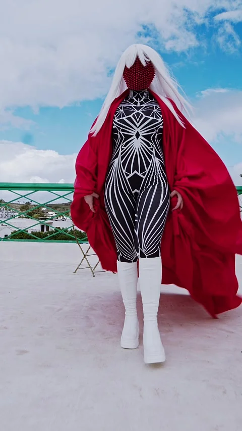 HD Vertical Shots of Cyber Queen Posing Majestic Stock-Footage 321404657