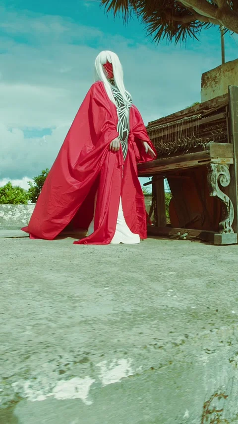 HD Vertical Shots of Cyber Queen Posing Majestic Video stock 321404881