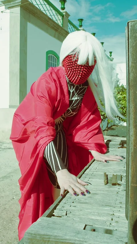 HD Vertical Shots of Cyber Queen Posing Majestic Video stock 321404913