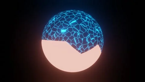 HD video of a 3d render blue wired frame plasma sphere and it's glowing shell. Stock Footage 139145426