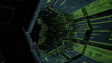 HD video of abstract sci-fi interior view of spaceship, tunnel, or corridor. Stock Footage 208341241
