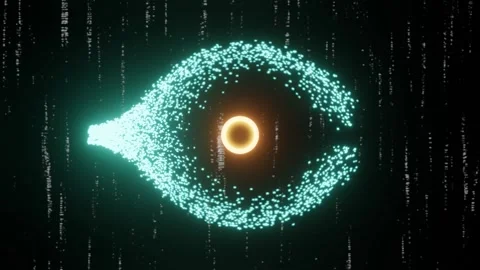HD video of a beautiful eye shape structure forming with neon particles. Stock Footage 208341332