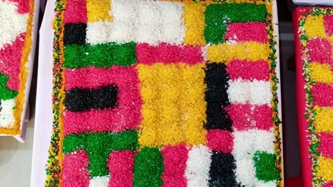 HD video of beautiful pattern or texture created with colorful rice for worship. Stock Footage 170633906