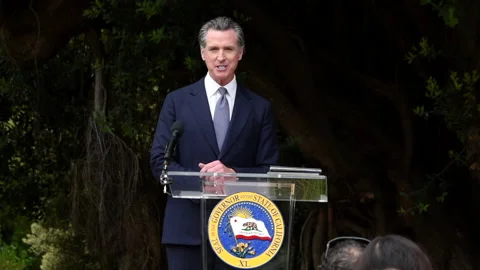 HD Video CA Governor Gavin Newsom speaking at Press Conference Stock Footage 195885086