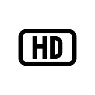 HD Video Icon in Black and White for Digital Media and Content Stock Illustration