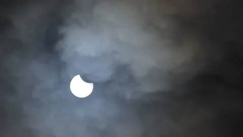 HD video of partial solar eclipse June 2021 Stock Footage 155928377