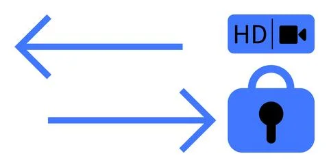 HD Video Secure Streaming with Bi-directional Data Transfer and Encryption 스톡 일러스트