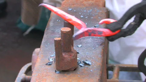 HD View of blacksmith demonstration in Blacksmith Shop, closeup Stock Footage 636855