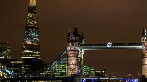 HD View of the Shard and Tower Bridge stunning time lapse Video stock 39671064