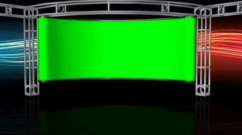 HD Virtual Studio Background with green screen Wall 動画素材 40354782