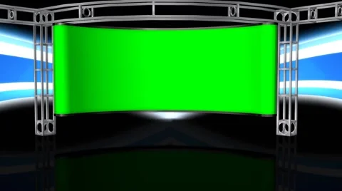 HD Virtual Studio Background with green screen Wall Vídeos de archivo 40355500