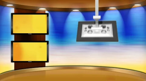HD Virtual Studio Set with animated monitor Stock Footage 483591