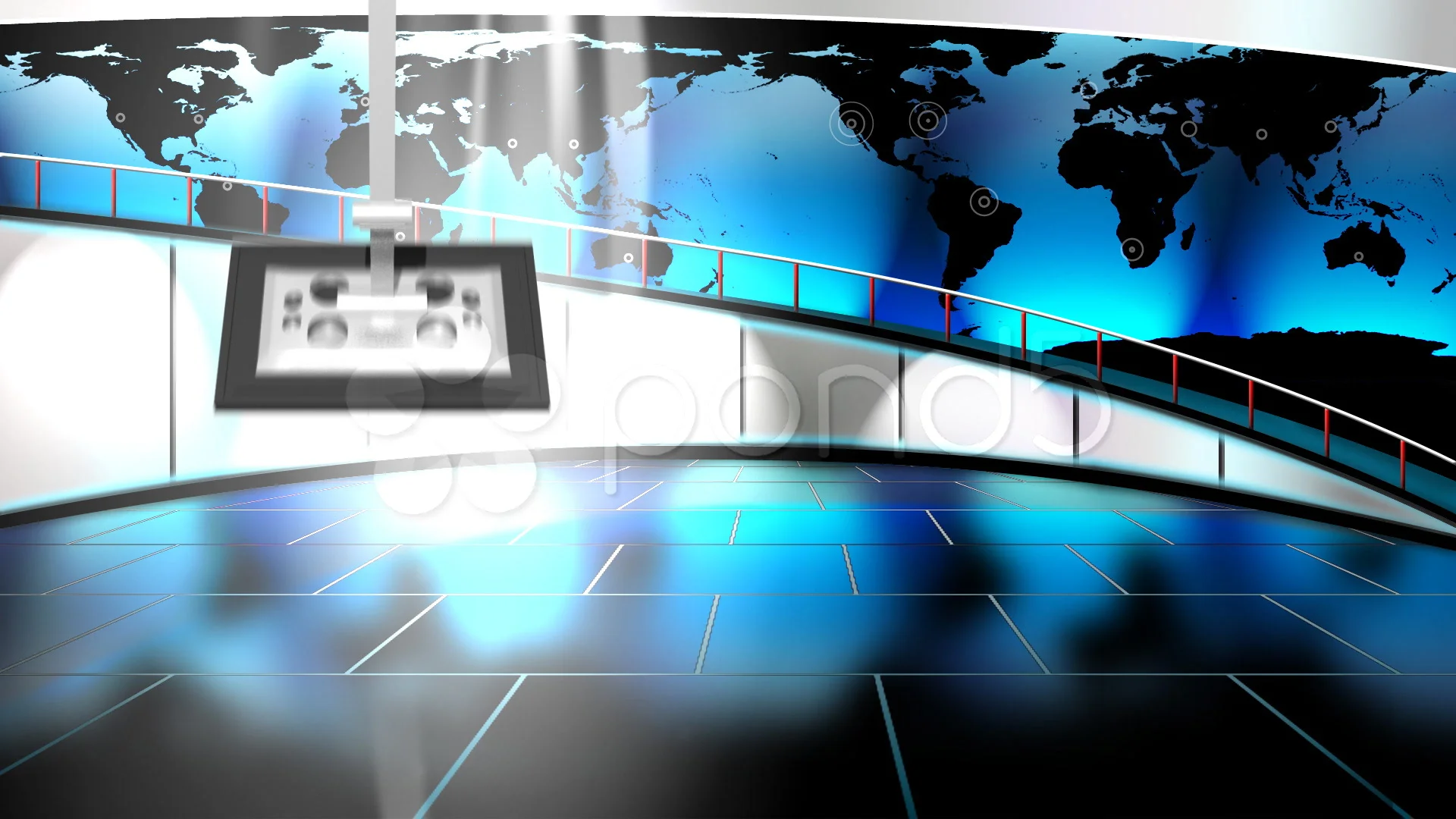 HD Virtual TV studio news set with globe... | Stock Video | Pond5