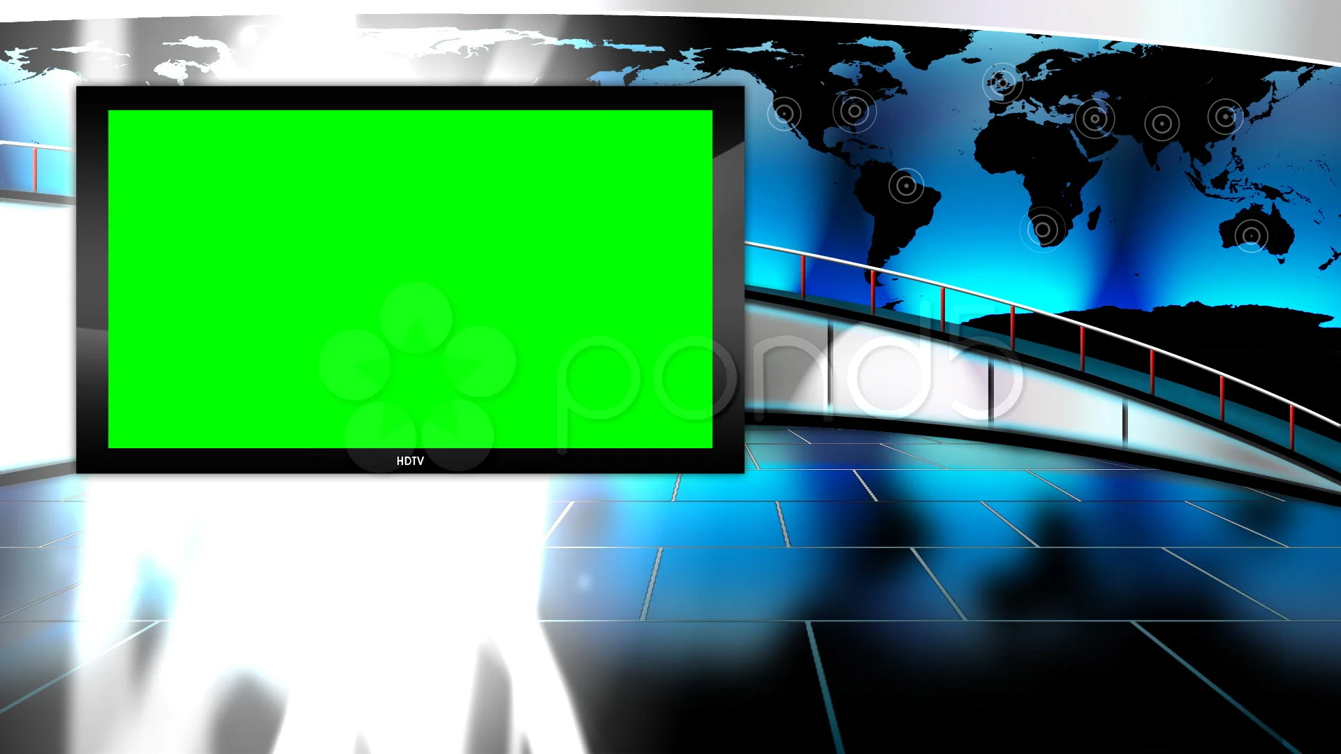 HD Virtual TV studio news set with globe... | Stock Video | Pond5