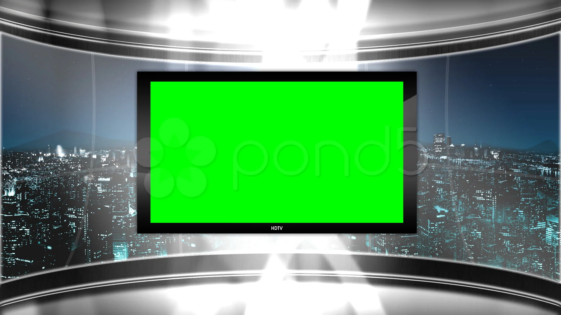 Hd Virtual Tv Studio News Set With City Stock Video Pond5