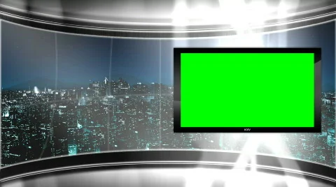 HD Virtual TV studio news set with city ... | Stock Video | Pond5