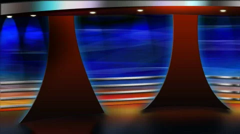 HD Virtual TV studio set with animated main monitor Stock Footage 397431