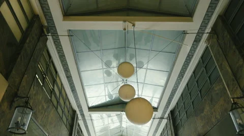 HD walking in an arcade of a neoclassical building/mall looking up,vertical Stock Footage 61485883