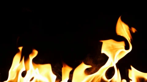 HD - Wall of fire with smoke. Slow motion of real fire Stock Footage 100557923