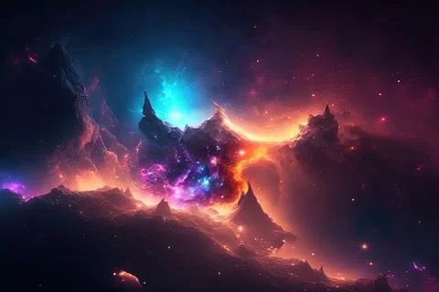HD wallpaper of a galaxy nebula and stars in space. Generative AI Stock Illustration
