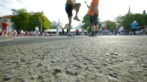 HD - Warm-up before start of Marathon Stock-Footage 11068128