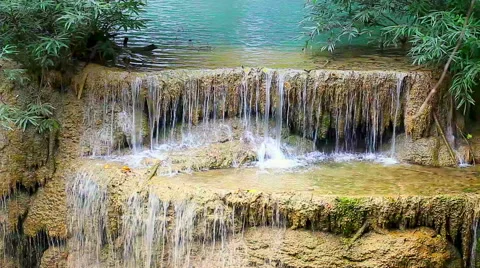 HD: Waterfall in tropical rain forest, 1920x1080 库存影片 48529357