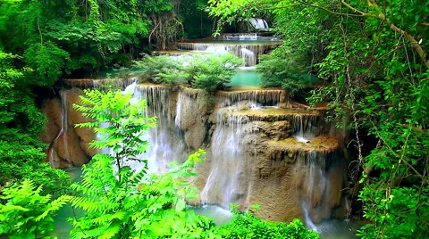 HD: Waterfall in tropical rain forest, 1920x108 Stock Footage 48530025