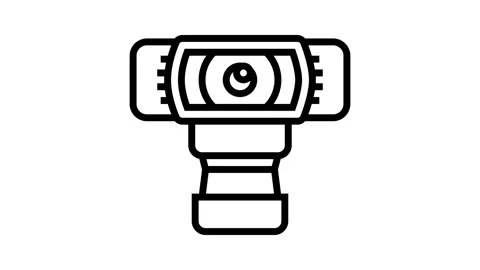 Hd webcam home office line icon animation Stock Footage 326135630