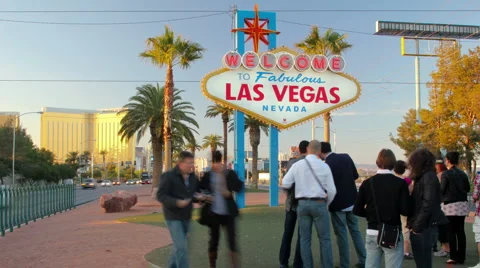 HD Welcome to Las Vegas sign from golden hour to dark timelapse Stock Footage