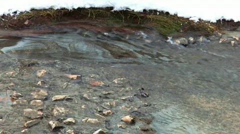 HD Winter snow and spring stream  Stock Footage 623792