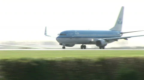HD1080i Passenger jumbo airplane jetliner KLM Airlines. Take off. Stock Footage