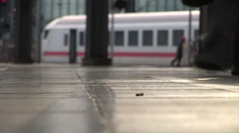 HD1080i Train station. 스톡 동영상 40368118