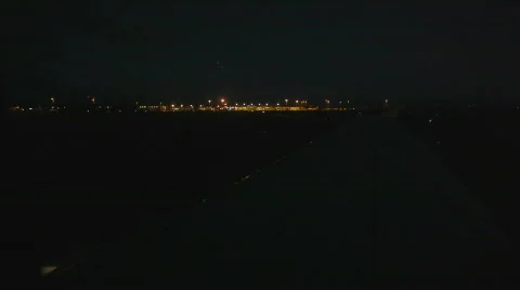 HD1080p Airplane taking off seen from plane at night Stock Footage
