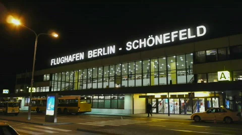 HD1080p Airport Berlin Schönefeld by night Stock Footage