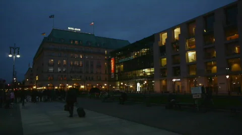 HD1080p Berlin Hotel Adlon by night Stock Footage