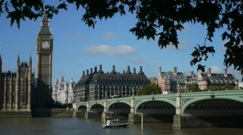 HD1080p Big Ben clock tower and the Houses of Parliament London England Vídeo Stock 535826