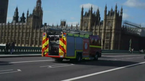 HD1080p Fire engine in London Stock Footage
