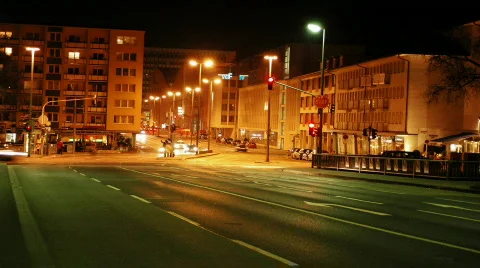 HD1080p Frankfurt City crossing traffic at Night (Time Lapse) Stock Footage