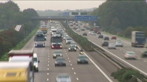 HD1080p German Highway Autobahn A4. Car traffic near Cologne (Time Lapse) Stock Footage