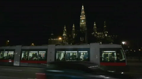 HD1080p Vienna City Austria at night Stock Footage