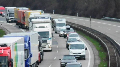 HD720p Traffic jam on german highway (autobahn) Stock Footage