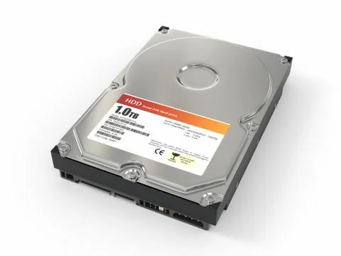 Hdd. ata hard disk drive on white background. 3d Stock Illustration