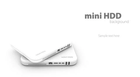 Hdd, background of mini hard disk drive white, Illustration Stock Illustration