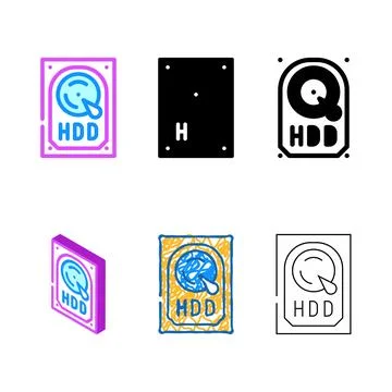 Hdd computer part color icon vector set Stock-Illustration