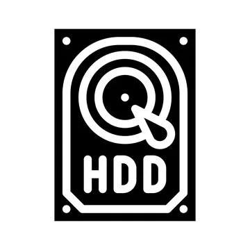 Hdd computer part glyph icon vector illustration Stock Illustration