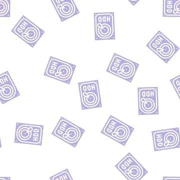 Hdd computer part glyph vector seamless pattern Stock Illustration