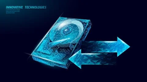 HDD hard disk drive file hardware. 3D low poly information storage record system Stock-Illustration